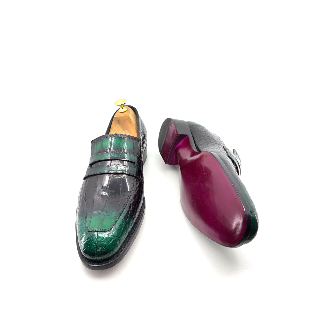 C&E Fashions  Maurice Mirage Custom Made Alligator Loafer - Green – product view 7