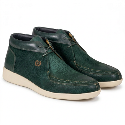 Johnny Famous Bally Style Soho Men’s Emerald Green Elephant Leather High Tops