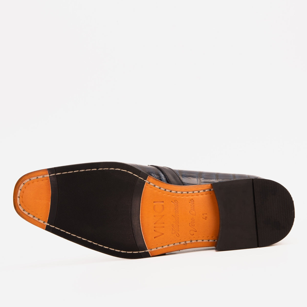 Vinci Leather The Strat Single Monk Strap Cap Toe Navy Leather Handmade Men Shoe – product view 5