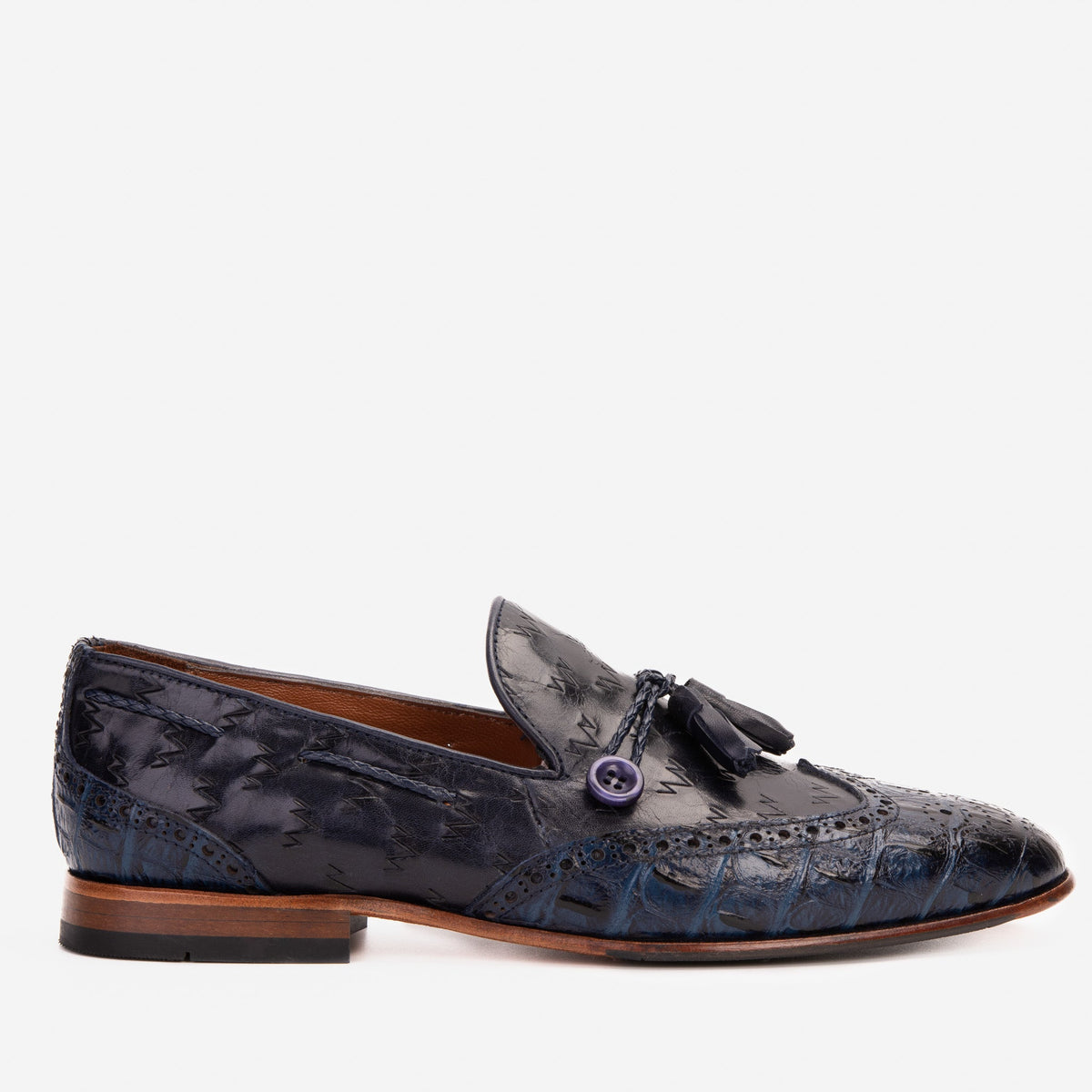Vinci Leather The Istanbul Navy Blue Leather Tassel Loafer Men Shoe – product view 1