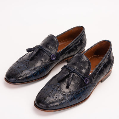Vinci Leather The Istanbul Navy Blue Leather Tassel Loafer Men Shoe – product view 5