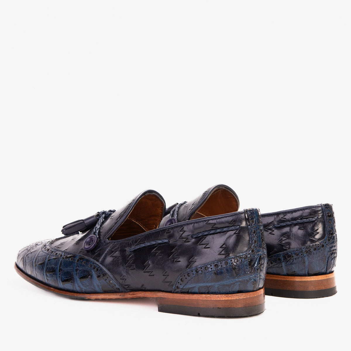 Vinci Leather The Istanbul Navy Blue Leather Tassel Loafer Men Shoe – product view 3