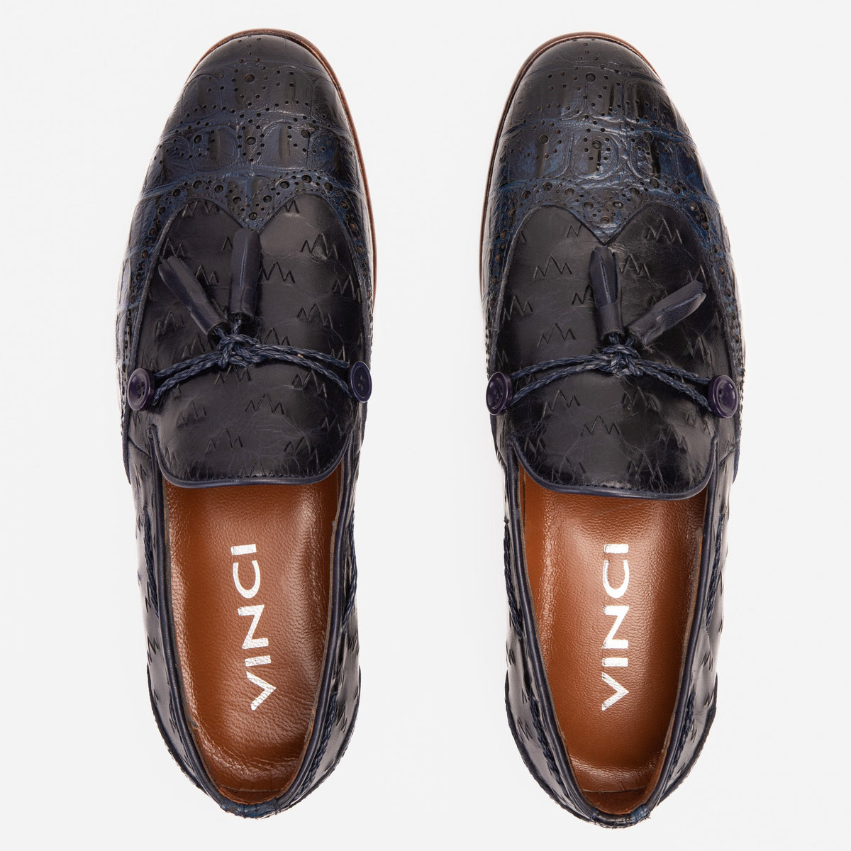 Vinci Leather The Istanbul Navy Blue Leather Tassel Loafer Men Shoe – product view 6