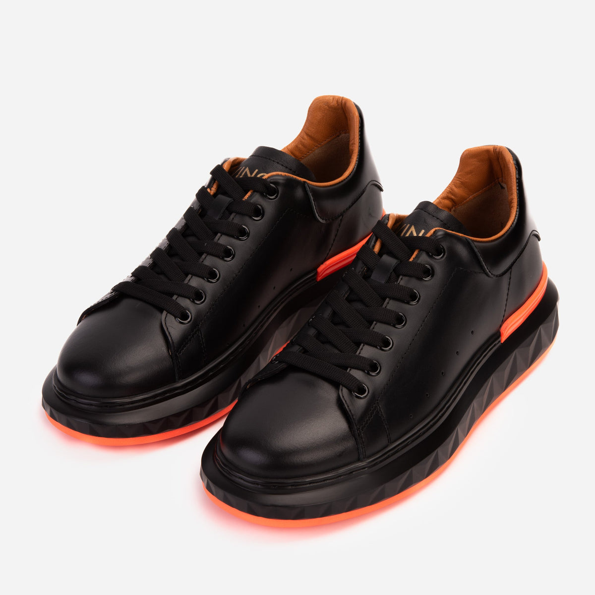 Vinci Leather The Linq  Black & Orange Leather Men Sneaker – product view 8
