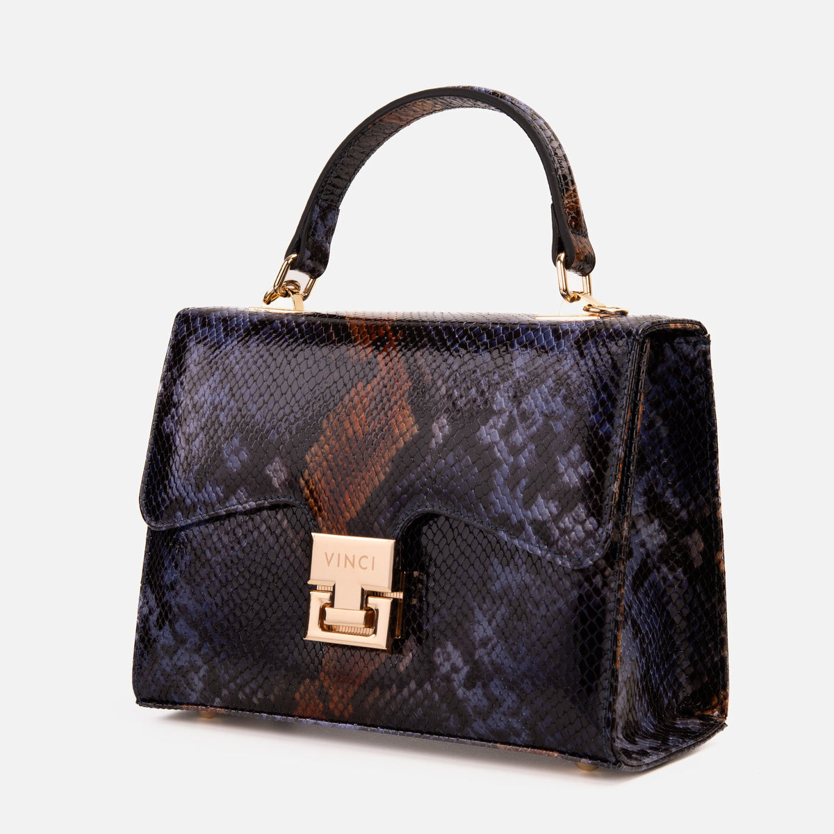 Vinci Leather The Venezia Navy Blue Leather Snk Handbag – product view 1