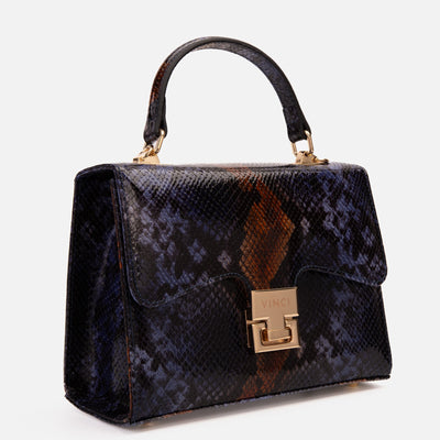 Vinci Leather The Venezia Navy Blue Leather Snk Handbag – product view 6