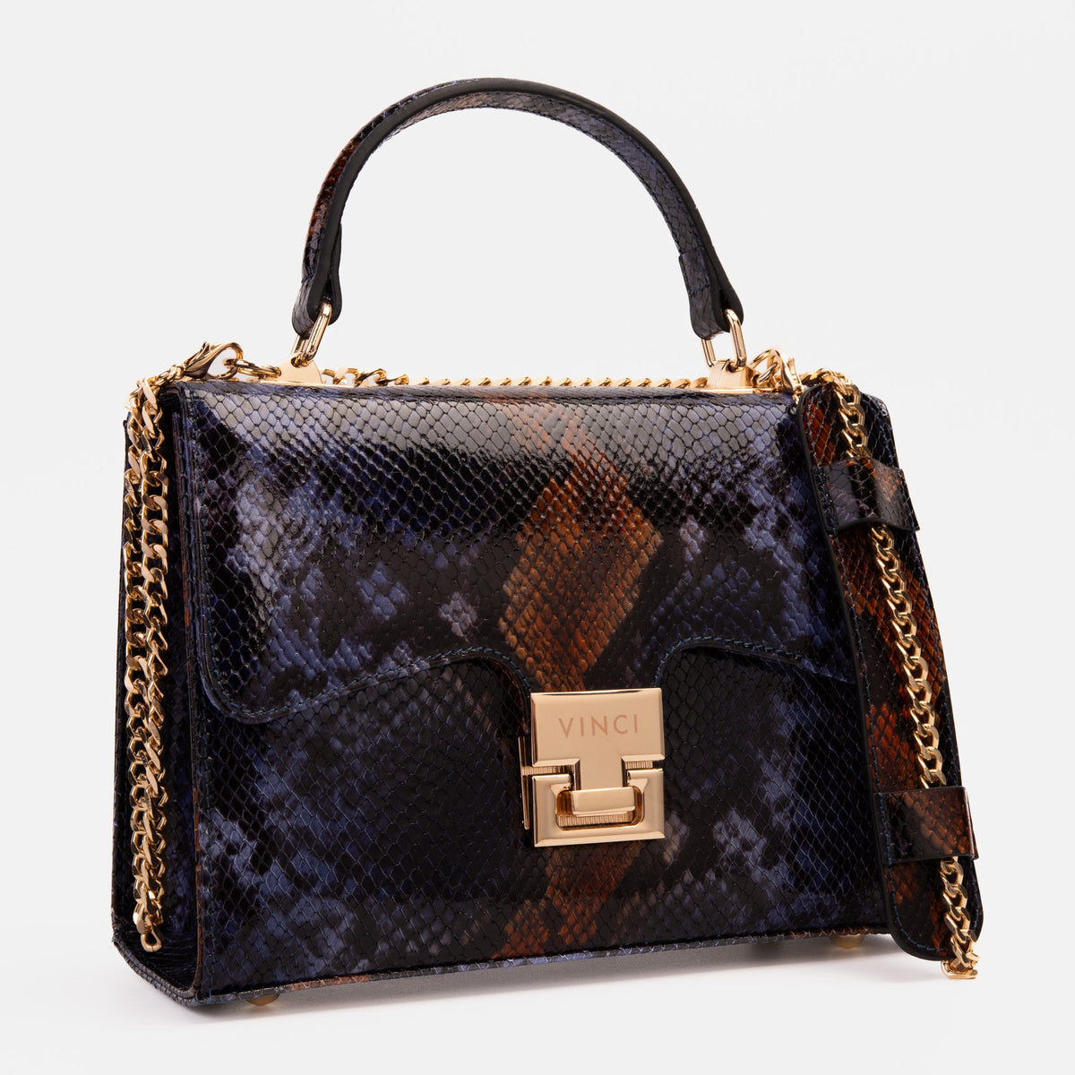 Vinci Leather The Venezia Navy Blue Leather Snk Handbag – product view 4