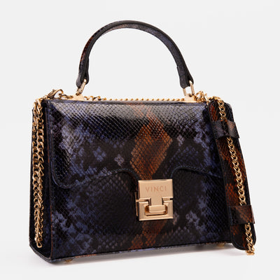 Vinci Leather The Venezia Navy Blue Leather Snk Handbag – product view 4
