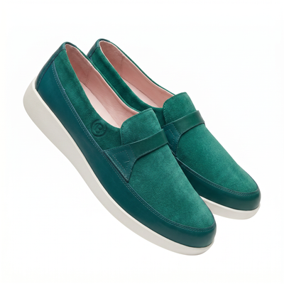 Johnny Famous Tribeca Men's Deep Green Leather & Suede Slip-On Sneakers | Retro Bally-Inspired