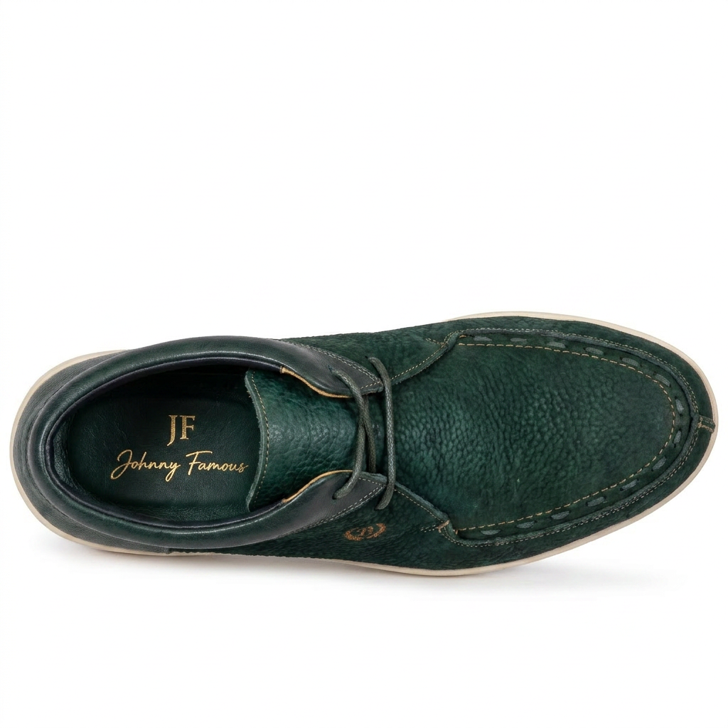 Johnny Famous Bally Style Soho Men’s Emerald Green Elephant Leather High Tops
