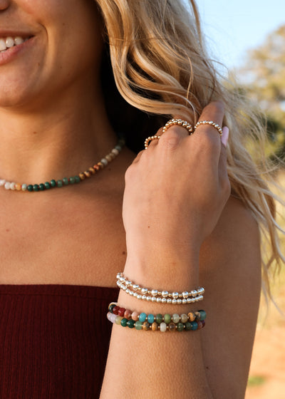 Natural Gemstone Bracelet + 14k Gold Filled Toggle : Sandbar
