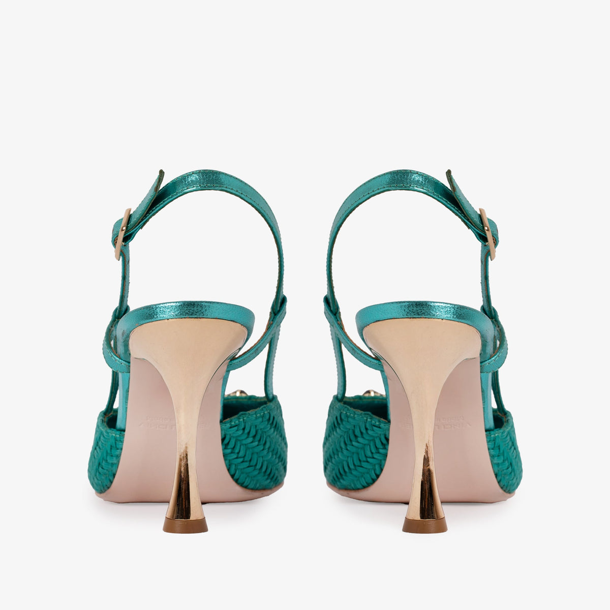 Vinci Leather The Luna Turquoise Leather Slingback Women Sandal – product view 6