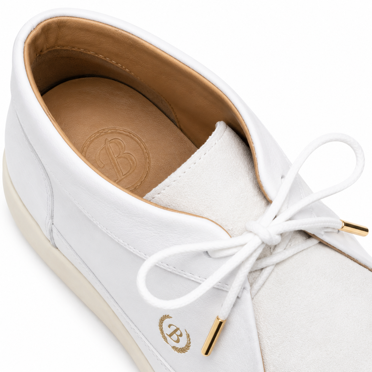 Johnny Famous Central Park Men's White Nappa Leather & Suede High-Top Sneakers | Retro Bally-Inspired