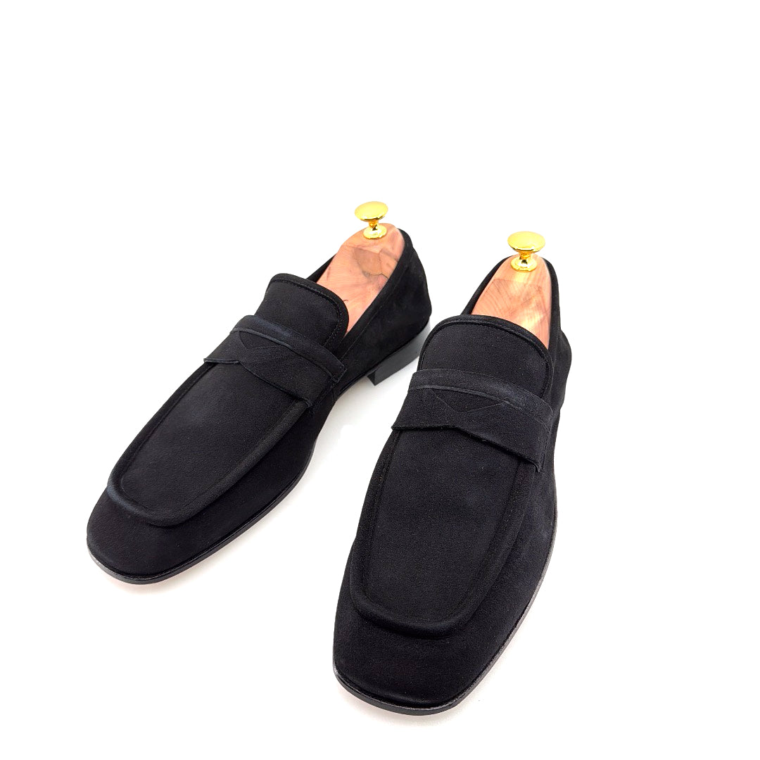 C&E Fashions  C Collection Suede Penny Loafer - Black – product view 2