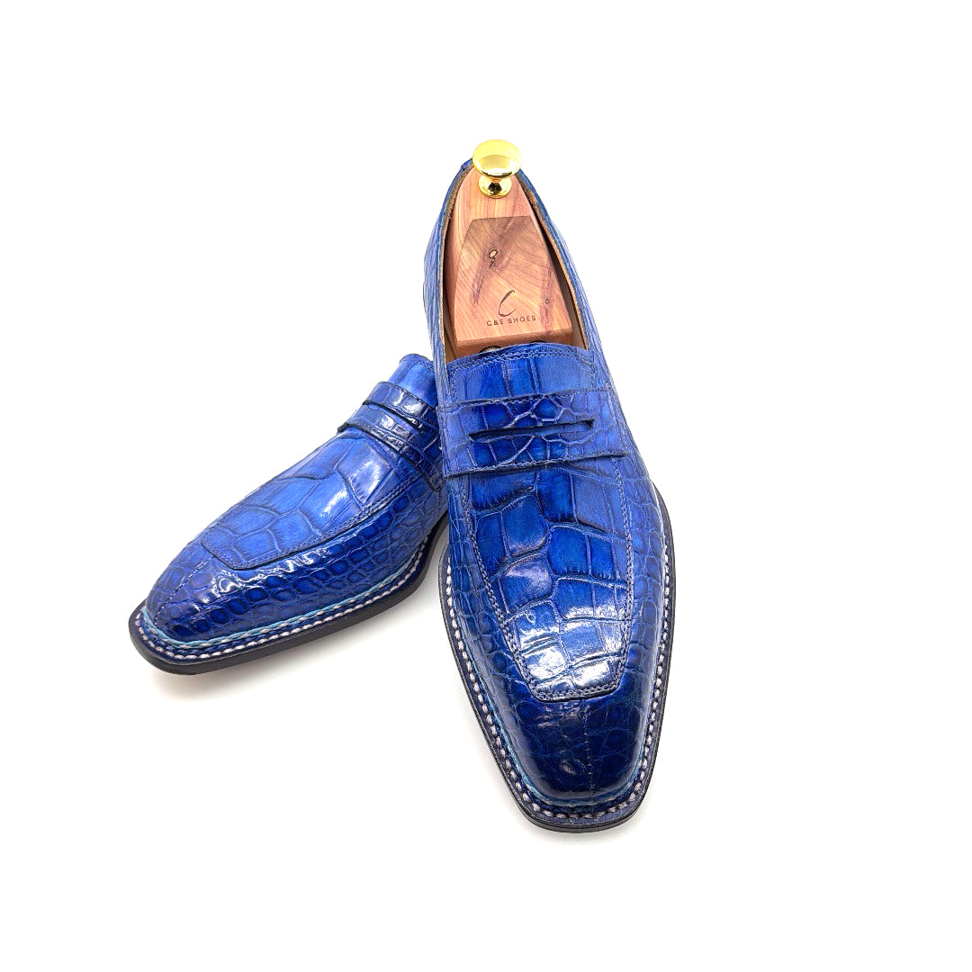 C&E Fashions  Maurice Carolina Custom Made Alligator Loafer - Cobalt Blue – product view 6