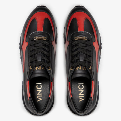 The Arda Black & Red Leather Men Sneaker