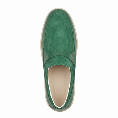 Johnny Famous Tribeca Men's Deep Green Leather & Suede Slip-On Sneakers | Retro Bally-Inspired