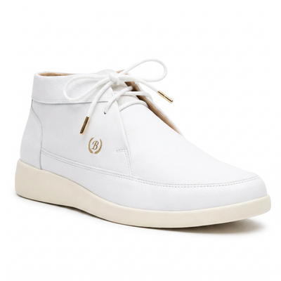 Johnny Famous Central Park Men's White Nappa Leather & Suede High-Top Sneakers | Retro Bally-Inspired