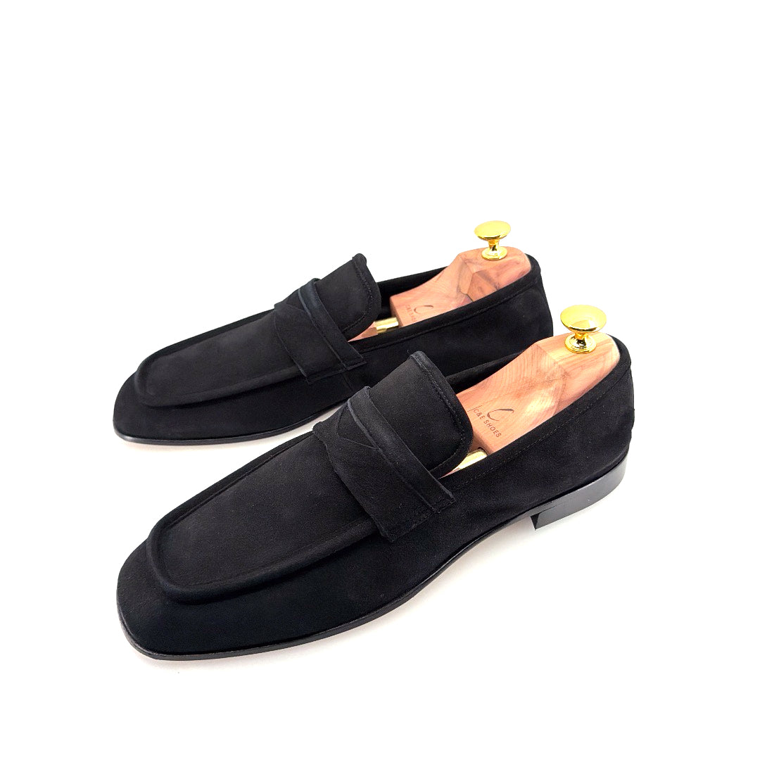 C&E Fashions  C Collection Suede Penny Loafer - Black – product view 3