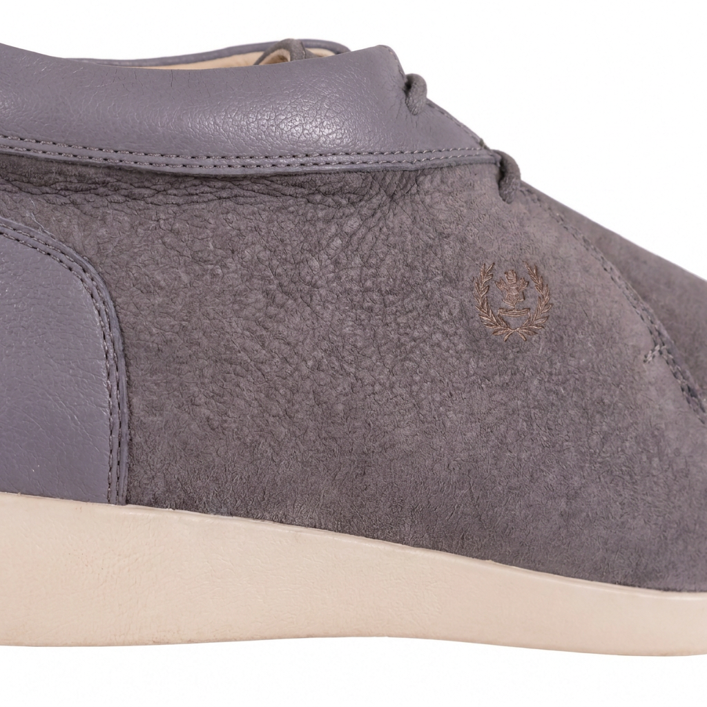 Johnny Famous Bally Style Soho Men’s Gray Elephant Leather High Top Sneakers