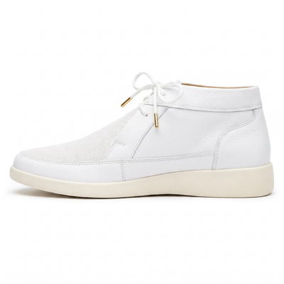Johnny Famous Central Park Men's White Nappa Leather & Suede High-Top Sneakers | Retro Bally-Inspired