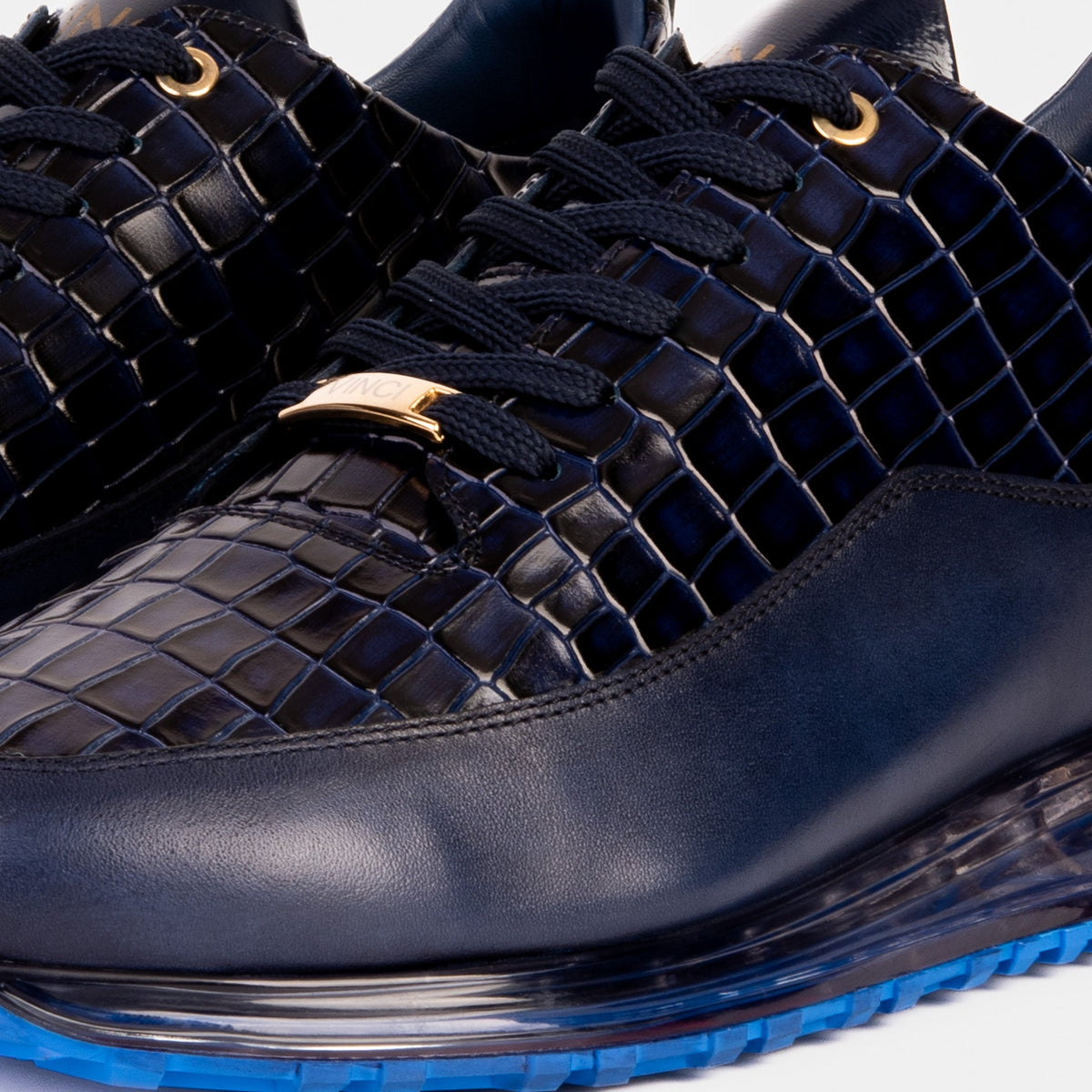 Vinci Leather The Marseille Navy Blue Leather Men Sneaker – product view 6