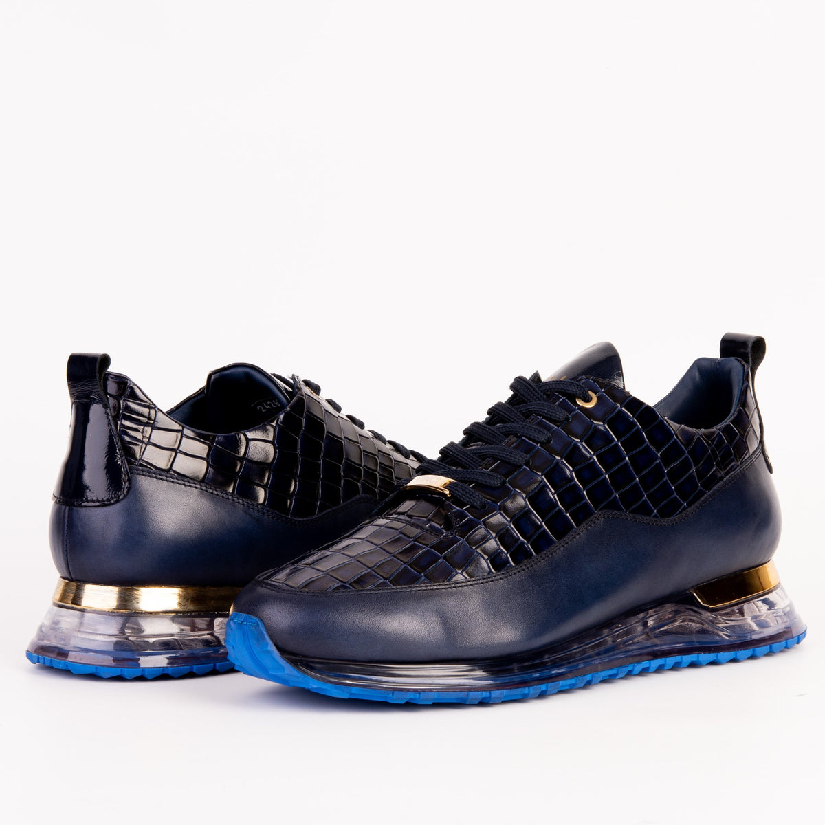 Vinci Leather The Marseille Navy Blue Leather Men Sneaker – product view 3