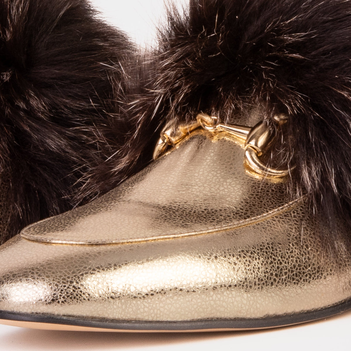 Vinci Leather The Izmir Gold Leather Natural Fur Women Slipper – product view 4