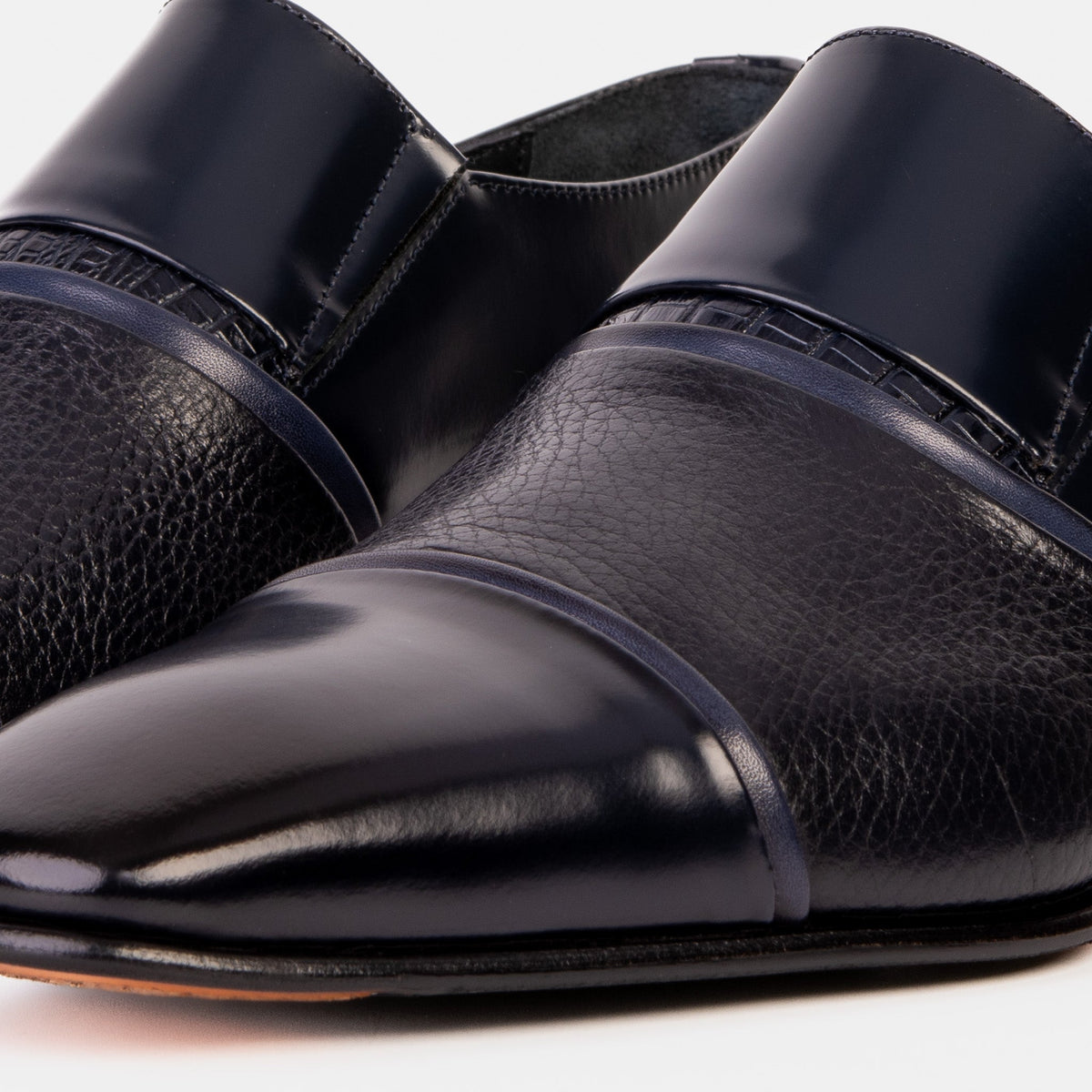 Vinci Leather The Everest Navy Leather Cap Toe Dress Loafer Men Shoe – product view 6