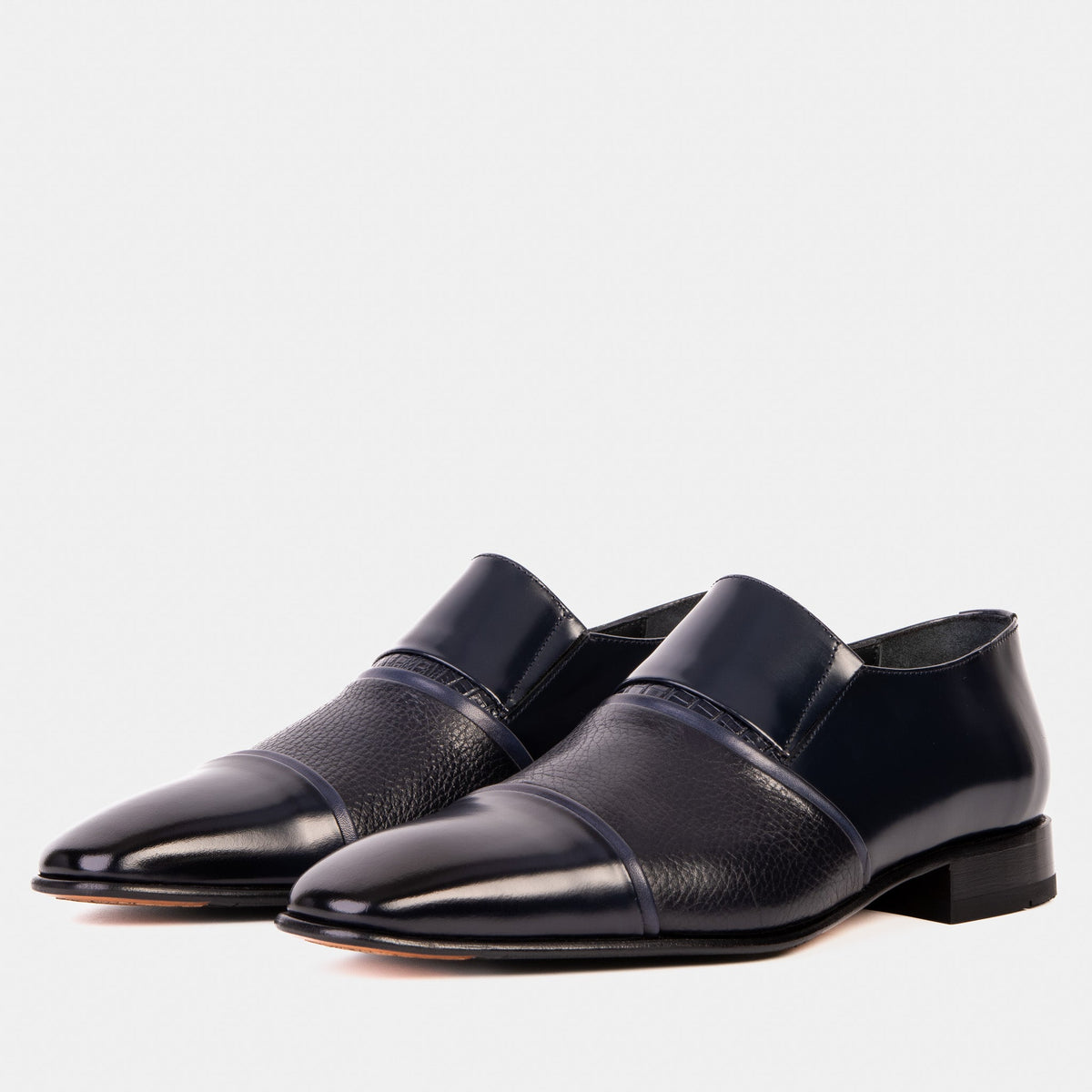Vinci Leather The Everest Navy Leather Cap Toe Dress Loafer Men Shoe – product view 8