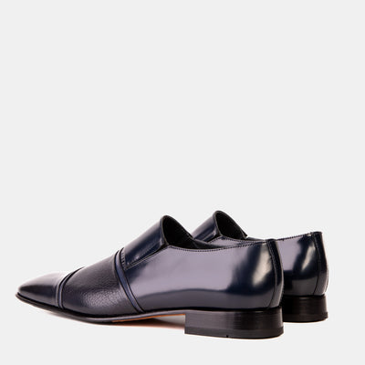 Vinci Leather The Everest Navy Leather Cap Toe Dress Loafer Men Shoe – product view 4