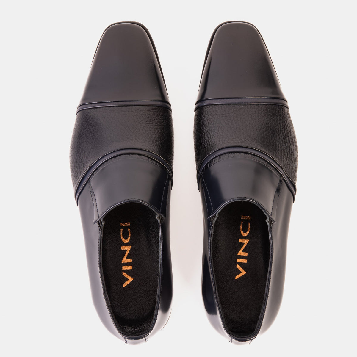 Vinci Leather The Everest Navy Leather Cap Toe Dress Loafer Men Shoe – product view 5