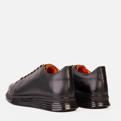 The Peklin Black Leather Men Sneaker