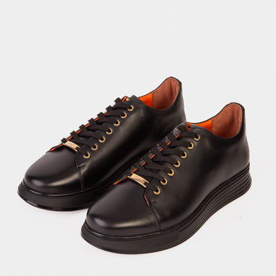 The Peklin Black Leather Men Sneaker