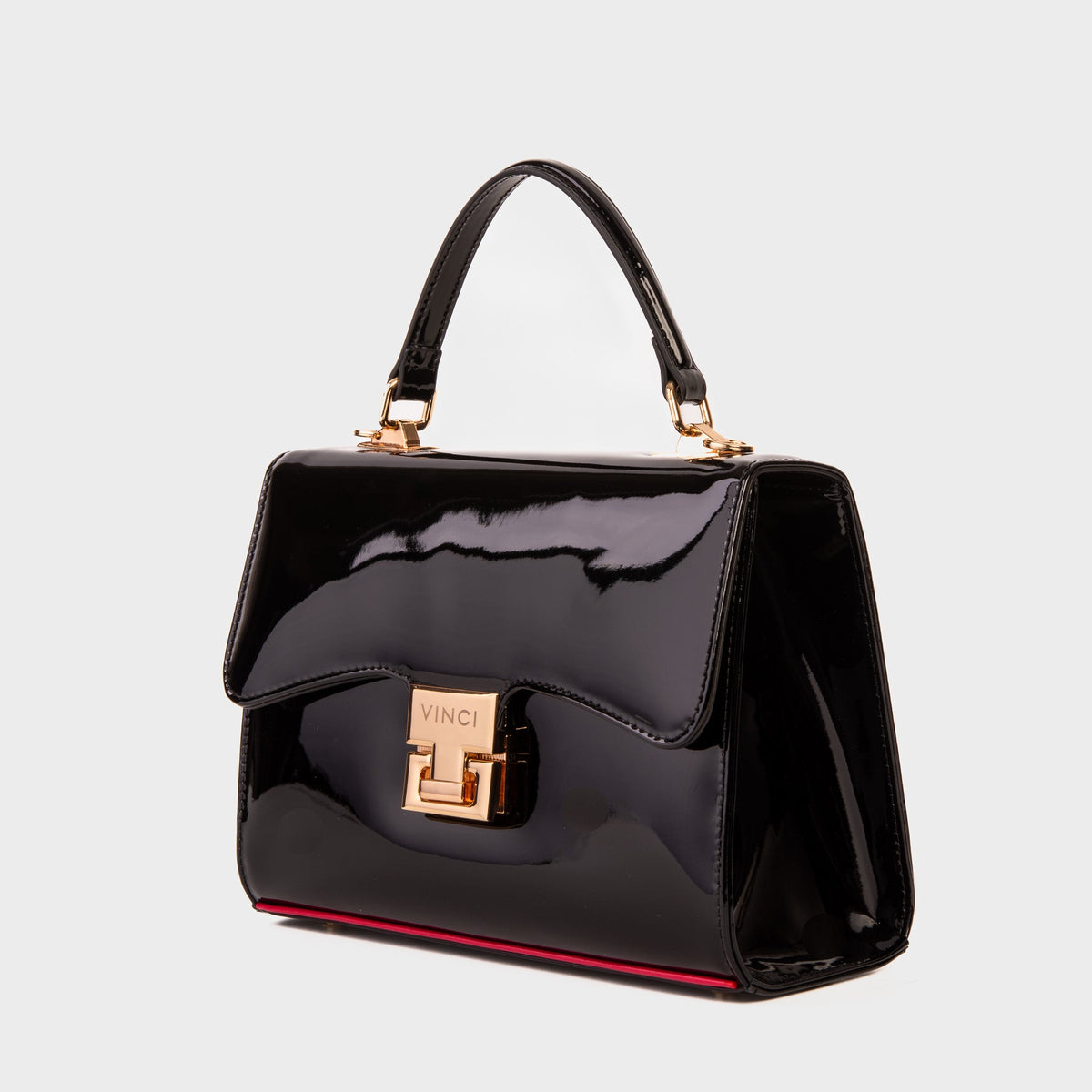 Vinci Leather The Ege Black Patent Leather Handbag