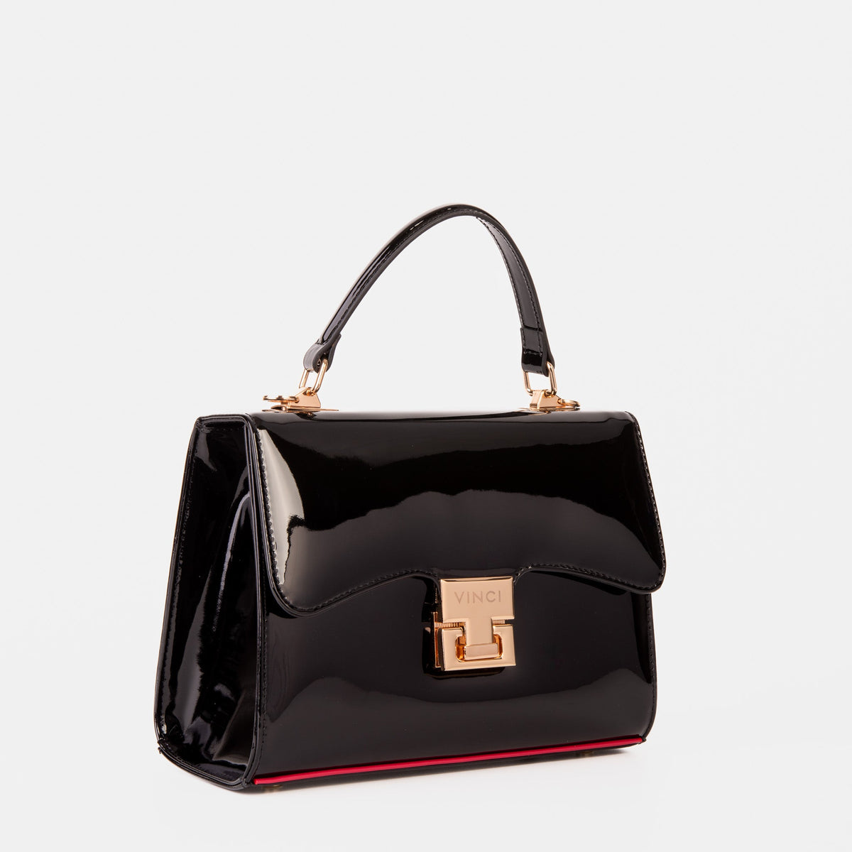 Vinci Leather The Ege Black Patent Leather Handbag