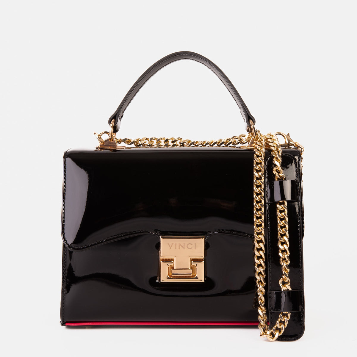 Vinci Leather The Ege Black Patent Leather Handbag