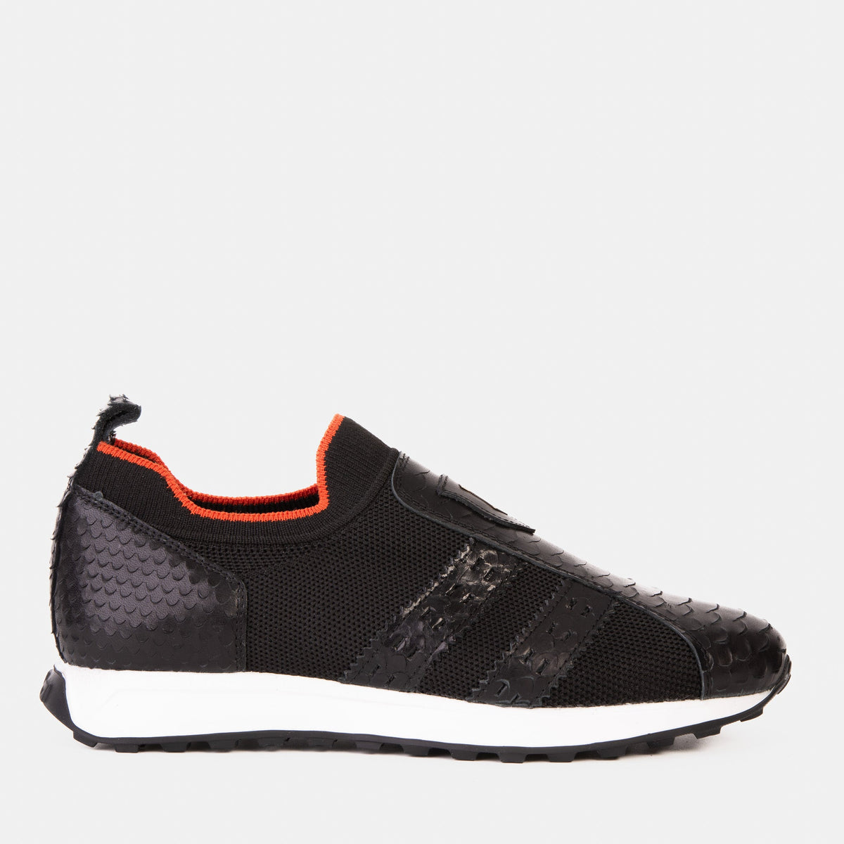 Vinci Leather The Aslan Black Knitted & Leather Men Sneaker – product view 1
