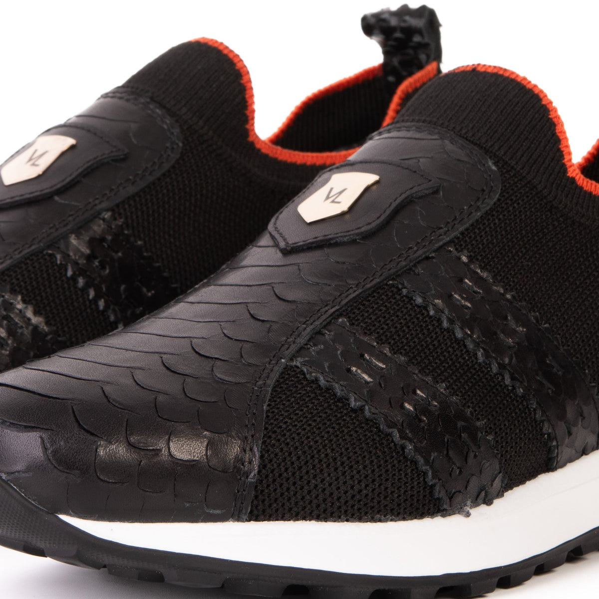 Vinci Leather The Aslan Black Knitted & Leather Men Sneaker – product view 7