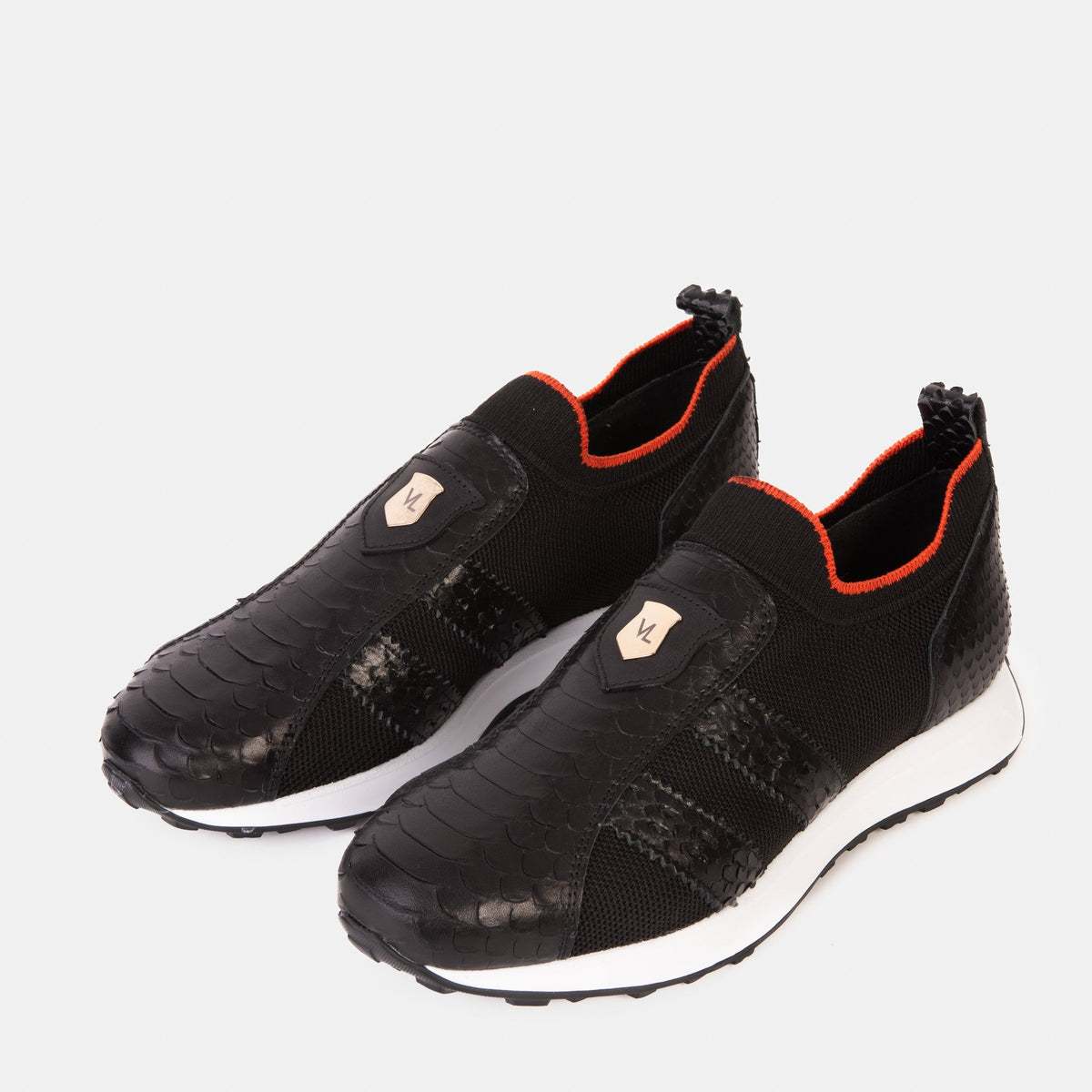 Vinci Leather The Aslan Black Knitted & Leather Men Sneaker – product view 9