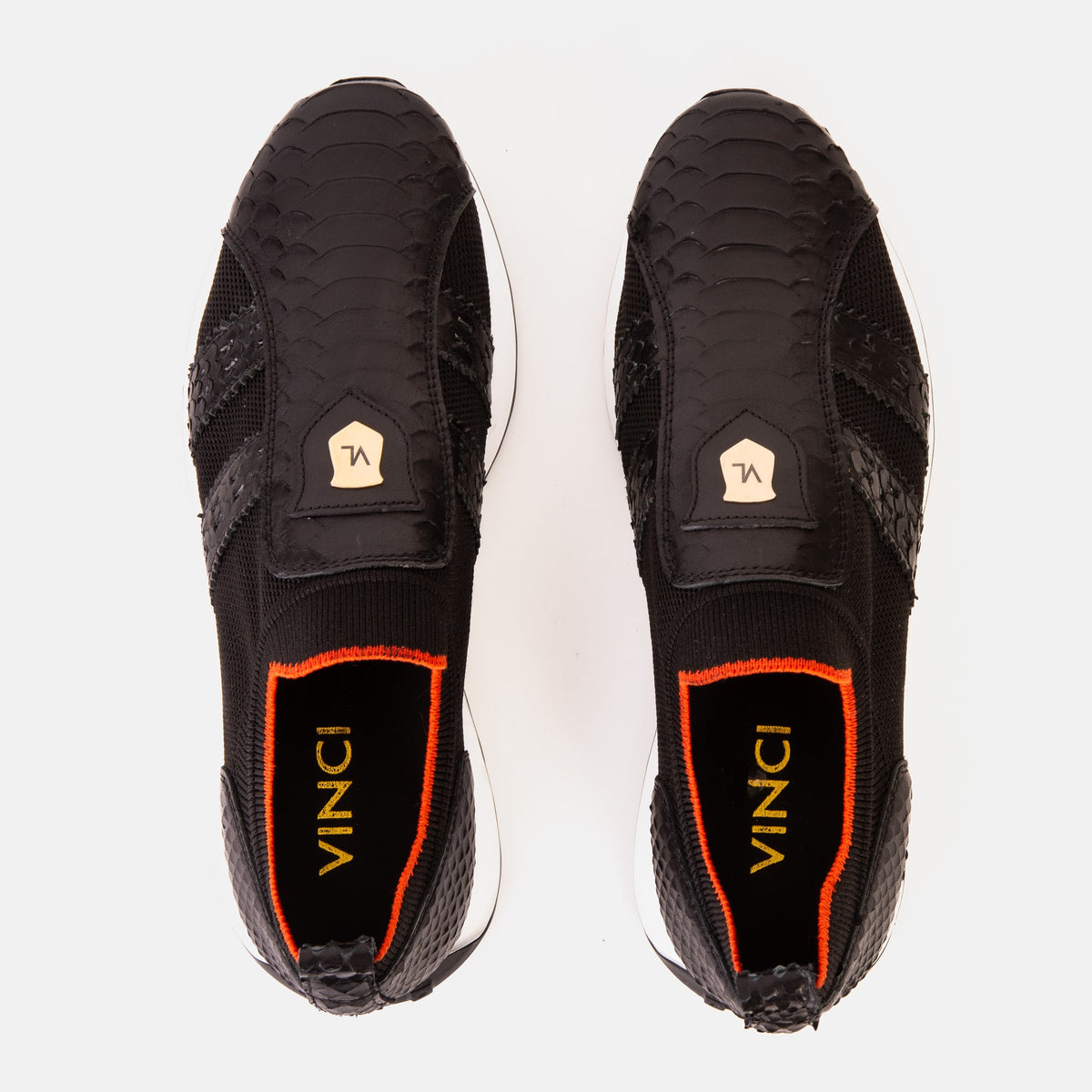 Vinci Leather The Aslan Black Knitted & Leather Men Sneaker – product view 6