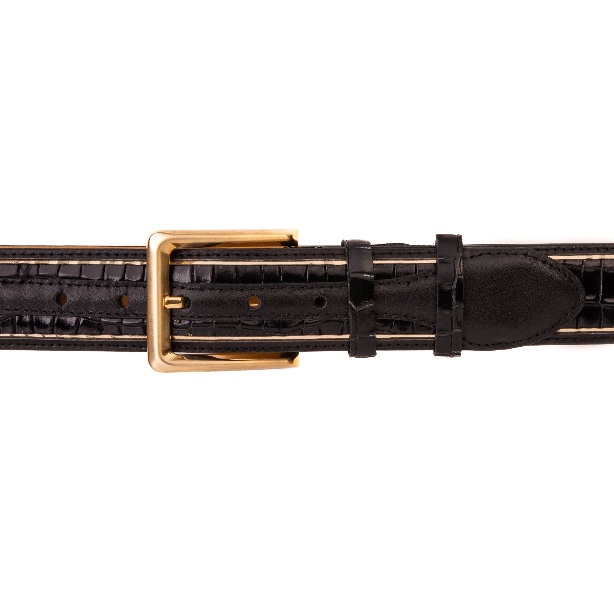 The Bellagio Black & Gold Leather Belt