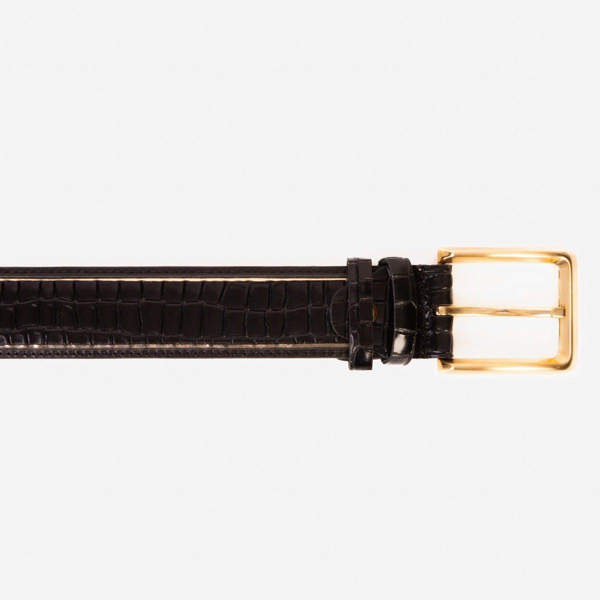 Vinci Leather The Bellagio Black & Gold Leather Belt – product view 5