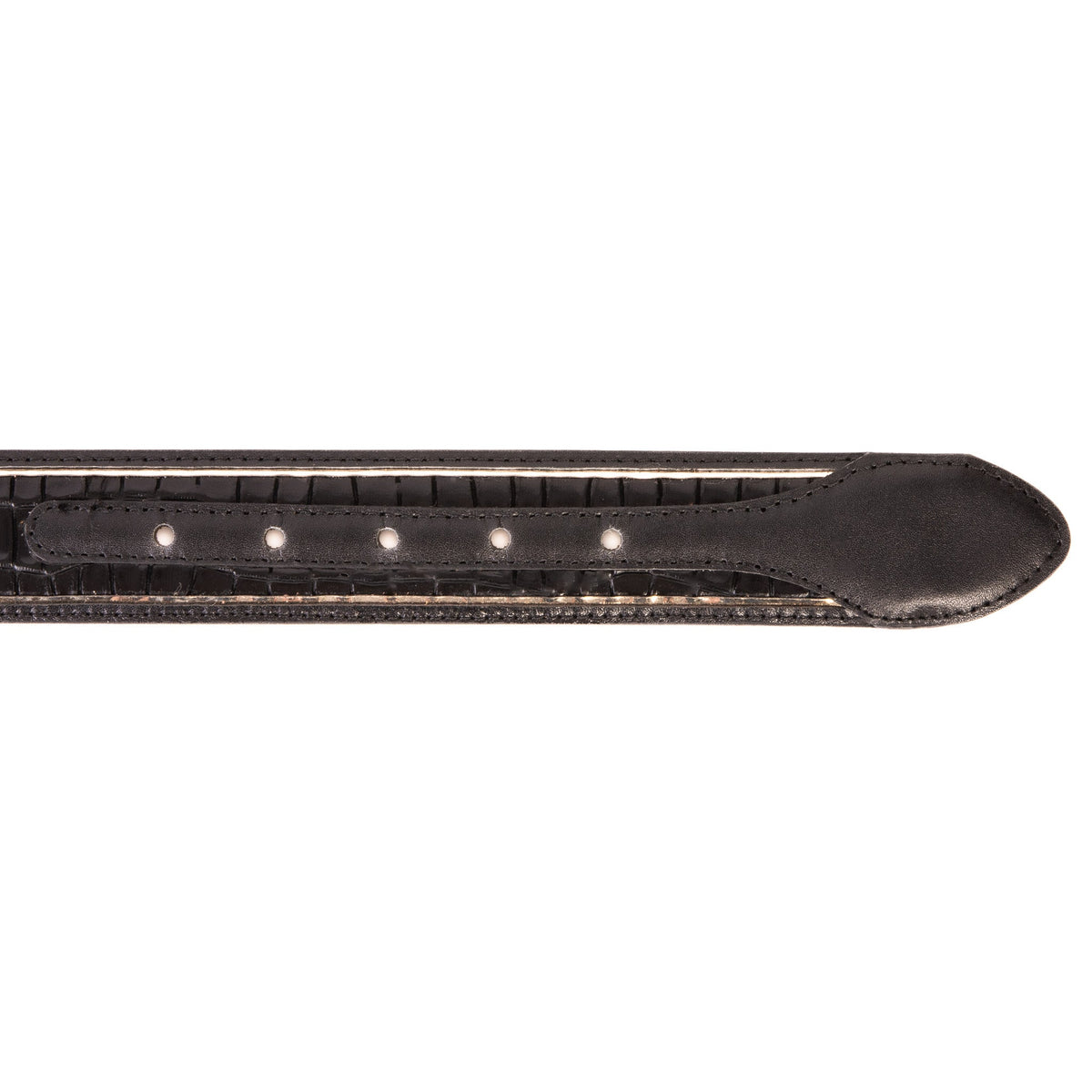 Vinci Leather The Bellagio Black & Gold Leather Belt – product view 6
