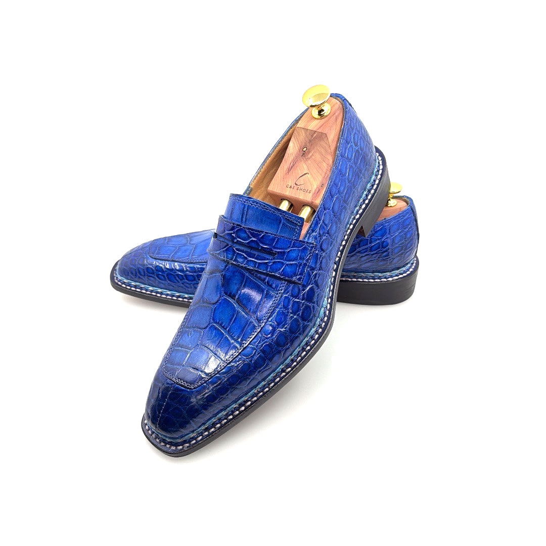 C&E Fashions  Maurice Carolina Custom Made Alligator Loafer - Cobalt Blue – product view 7