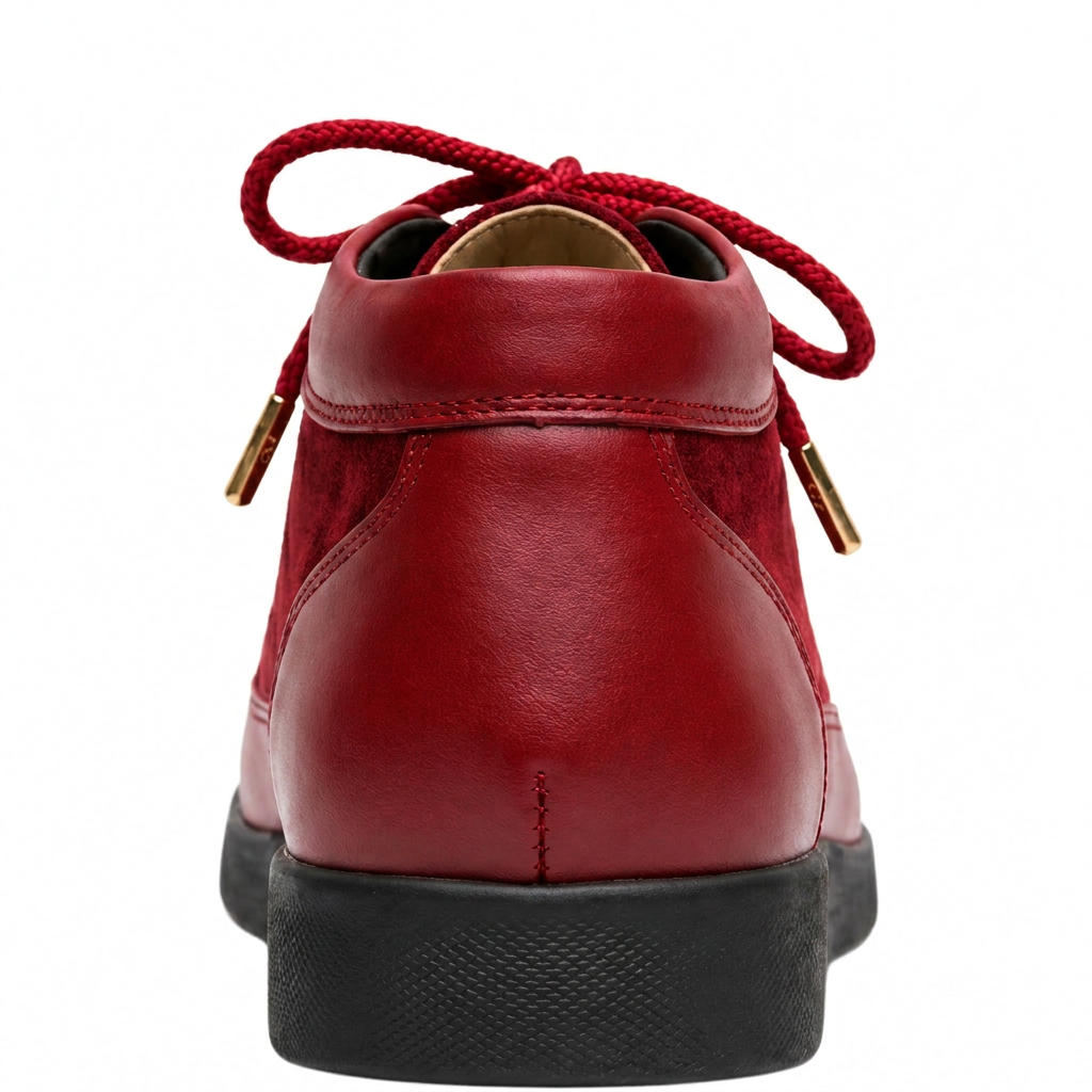 Johnny Famous Central Park Men's Red & Black Nappa Leather & Suede High-Top Sneakers | Retro Bally-Inspired