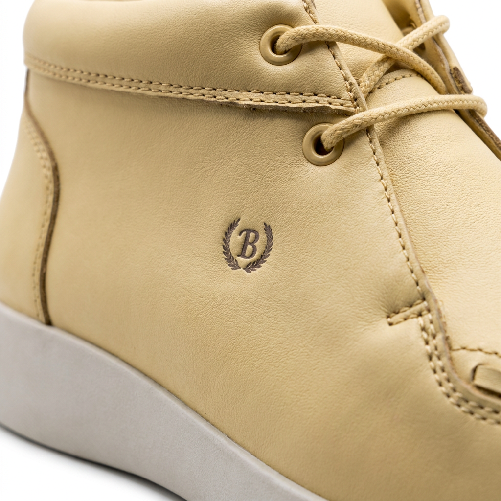 Johnny Famous Bally Style Soho Men's Yellow Nappa Leather High Top Sneakers