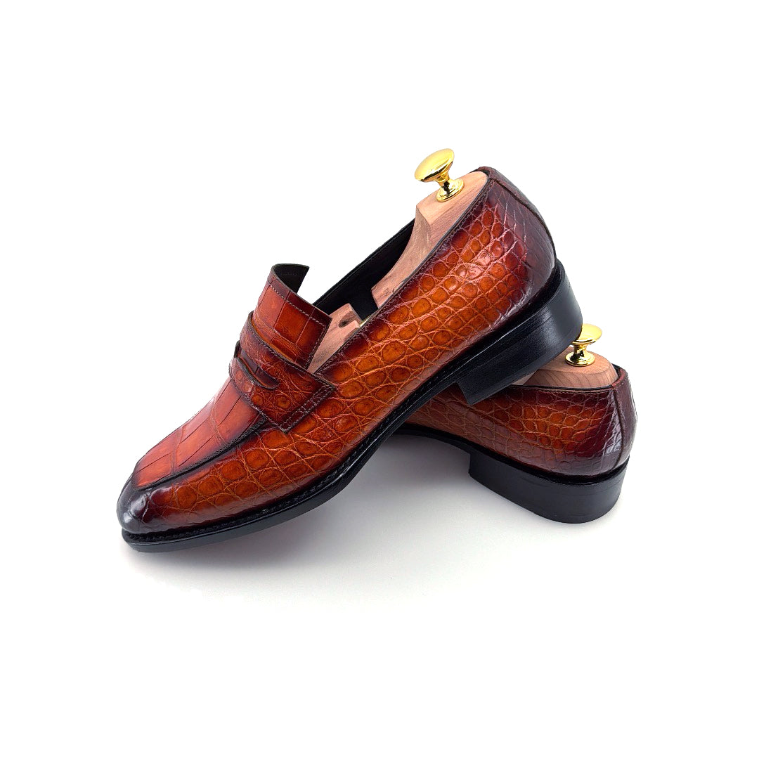 C&E Fashions  Maurice Custom Made Mirage Alligator Loafer - Cognac – product view 5