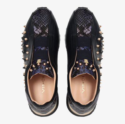 Vinci Leather The Infanta Navy Spike Leather Women Sneaker Limited Edition – product view 5