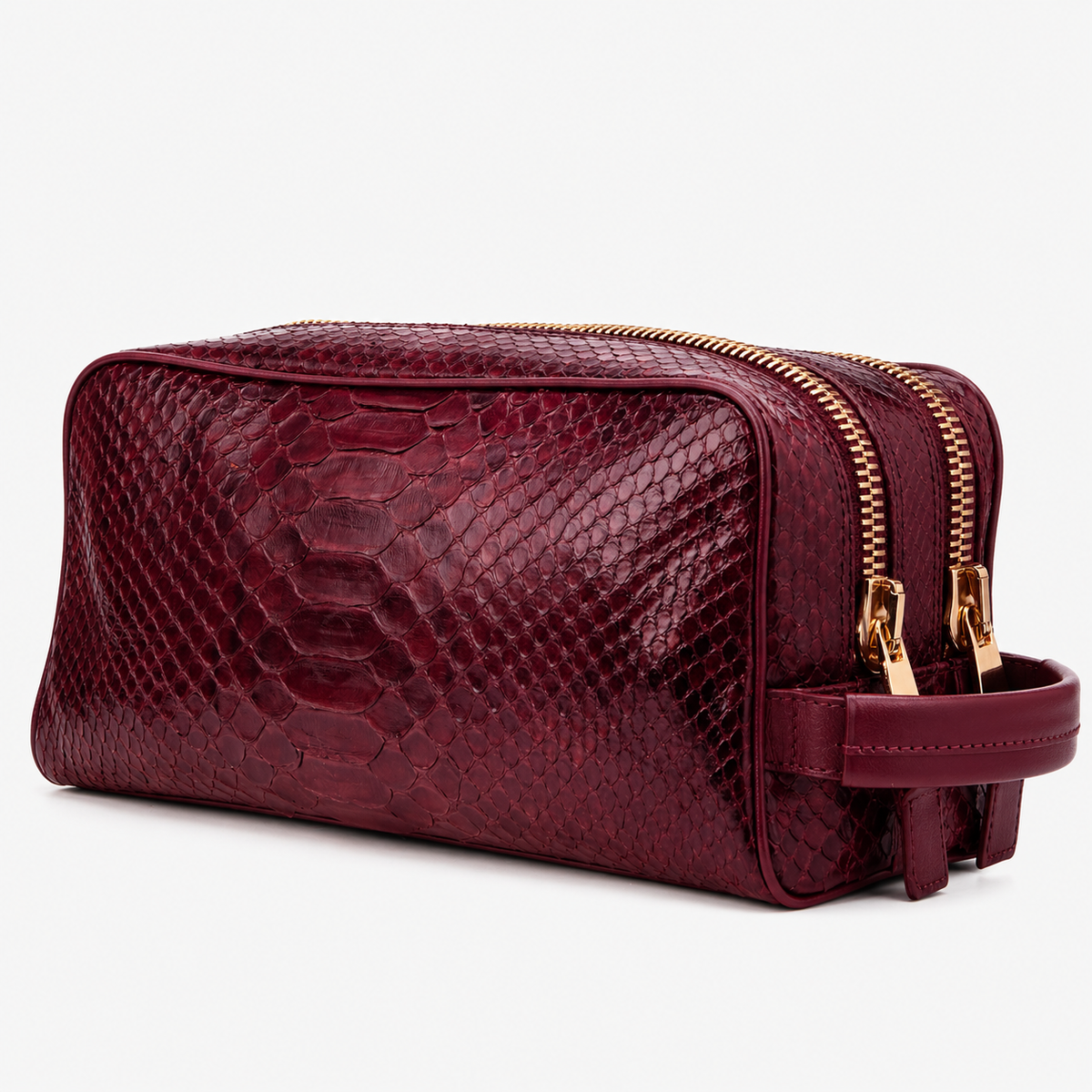 The Belluno Burgundy Python Leather Men’s Essentials Bag